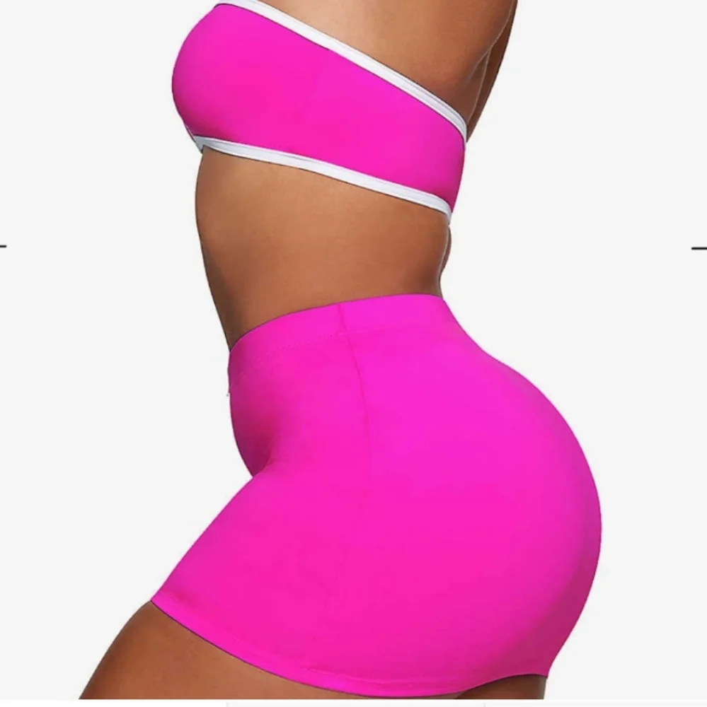 NWT SKIMS Sporty Zipper Swim Mini Skirt Hibiscus Pink XS